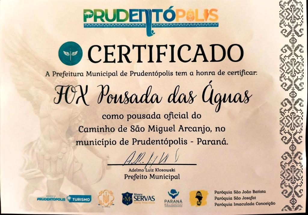 Certificação da FOX Pousada no Caminho de São Miguel Arcanjo