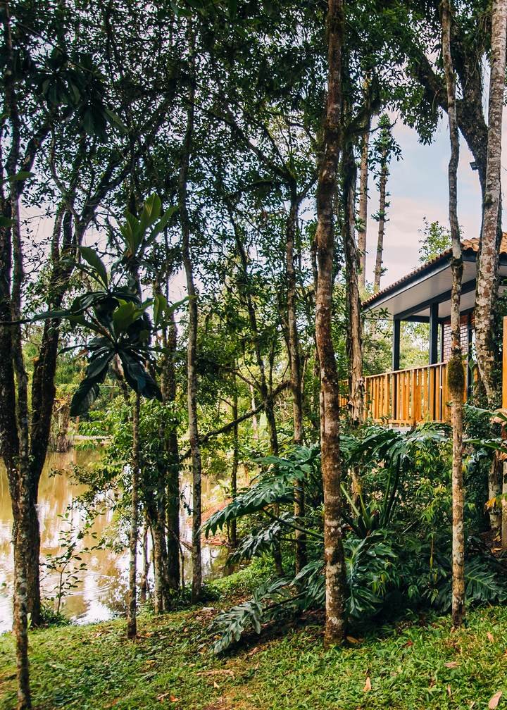 Varanda da suíte em meio à natureza